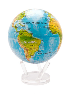 Глобус с общегеографической картой мира