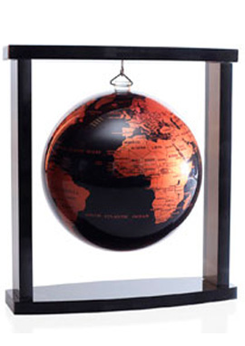 Подвесной глобус на деревянной подставке MovaGlobe с политической картой Земли (черный/медь)